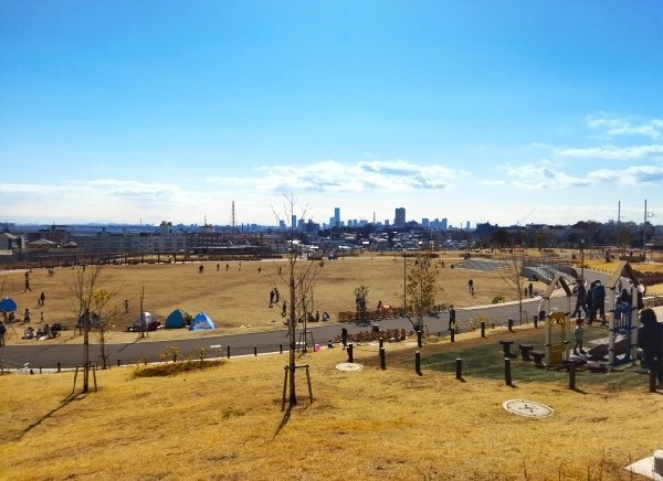 鶴見花月園公園(のんびり自然を満喫できる大型公園。風車の丘ではコスモスやひまわり、薔薇など季節の花々が咲き誇ります。)