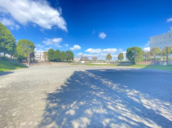 白山公園(大きなグラウンドが整備され、大雨の際は遊水池として機能します。ボール遊びもできる広々とした公園です。)